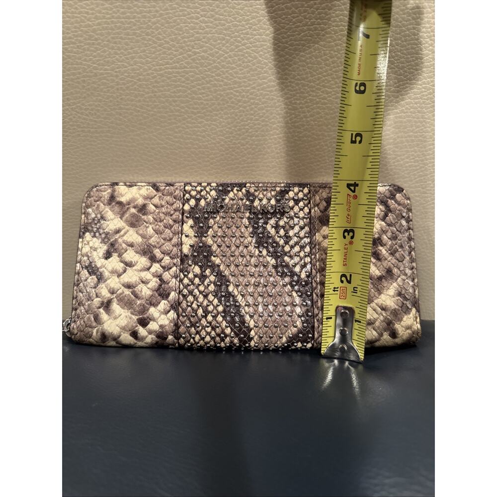 Michael Kors Snakeskin Embossed Studded Leather Wallet - Picture 3 of 8